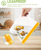 IDEATECH 10Pack Reusable Snack Bags Dishwasher Safe, Leakproof Reusable Freezer Bags, Food Freezer Storage Bags, Clear Small Resealable Baggies for Cookies, Candy (10Snack, Colored)