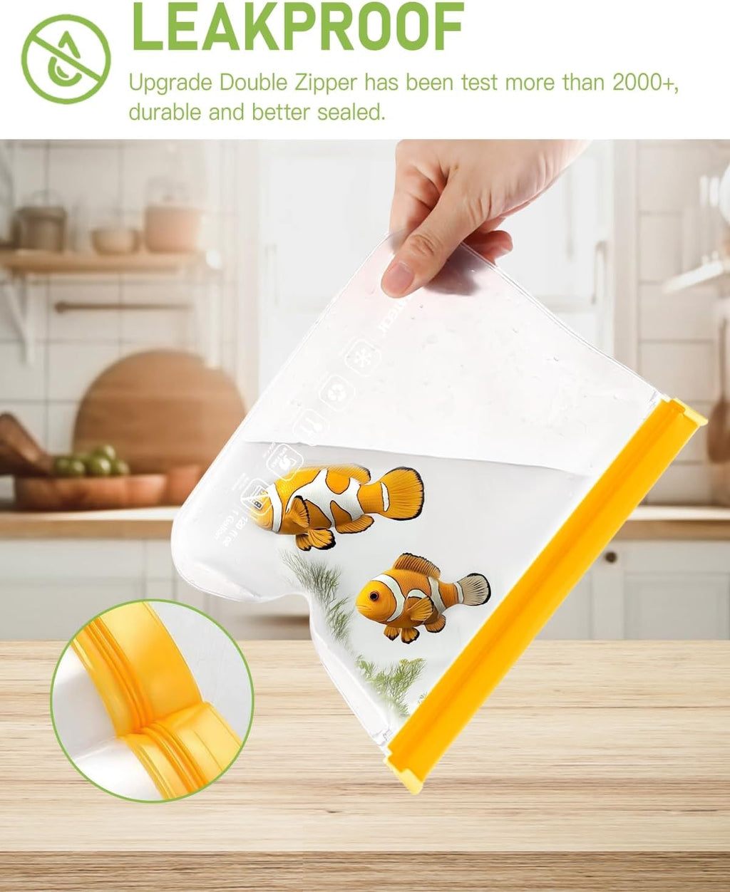 IDEATECH Quart Freezer Bags, BPA Free PEVA Reusable Sandwich Snack Bags, Quart Size Food Baggies Containers for Travel, Lunch, Healthy Food (Grey, 10Pack-10Quart)