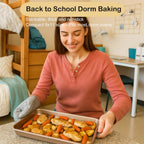 Baking Sheet Tray 9 x 11 Inch Cookie Sheet Nonstick, 2-Pack Heavy Duty Small Baking Pans, Carbon Steel, Gold - Bakeware Sets for Cookies, Roasting, Oven Safe, Easy to Clean