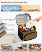 Lunch Box for Man Women, Insulated Lunch Bag Cooler Bag Leakproof Lunchbox Lunch Tote Bags with Removable Strap for Work School Picnic Travel (Khaki/12L