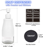Gaussra White Soap Dispenser with Coaster and Stickers, Stainless Steel and Glass Bottle Hand Pump Dispenser, Refillable Liquid Hand Soap Dispenser for Bathroom & Kitchen (11OZ / 320ML)