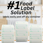 2x1 Removable Food Labels for Containers, 500 Freezer Food Labels Stickers, Bottle Labels for Storage Bins, Sticker Labels for Food Containers, Removable Labels Easy Peel Off (500, Green)