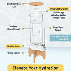 Invigorated Water pH Recharge Alkaline Water Filter Dispenser – BPA-Free Glass Countertop Water Filter Pitcher Purifier for Home & Office, 36-Cup Capacity, 360L Long Filter Life (Bamboo/Marble)