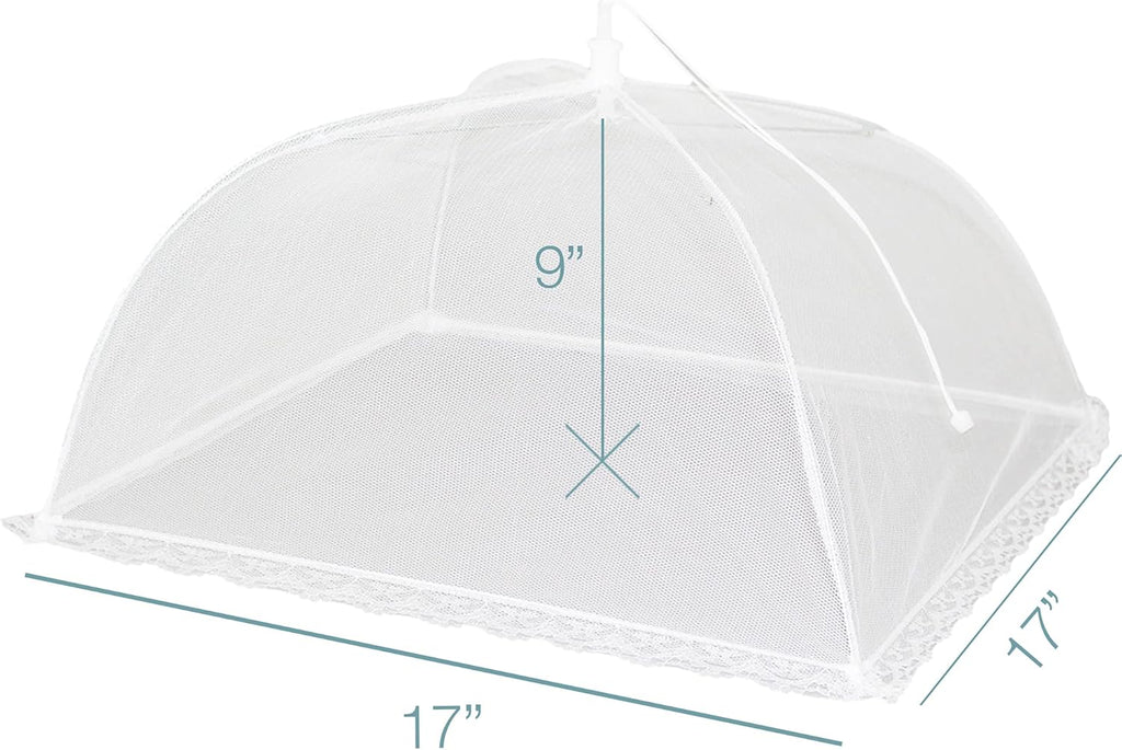 Simply Genius Pop-Up Mesh Food Cover Tent - 17 x 17 in, White, 3-Pack, Compact - Camping Essentials & Picnic Food Covers - Outdoor Party Essentials