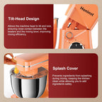 10-Speed Stand Mixer with 8-in-1 Splash Guard, Tilt-Head, 6QT Stainless Steel Bowl+Dishwasher-Safe Dough Hook/Whisk/Beater/Spatula for Baking Bread, Cakes, Cookies, Orange