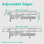 Dish Drying Rack in Sink Expandable Stainless Steel Kitchen Dish Drainer with 4 Cup Holders, Silver