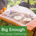 Mesh Food Covers for Outdoors - 10 Pack Upgraded 2 Extra Large 40x24 in & 8 Large 17x17 in Outdoor Party Food Cover Tent Collapsible Picnic Nets Umbrella Screen Pop Up Food Dome for Outside (White)