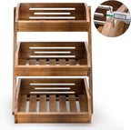 G.a HOMEFAVOR Fruit Basket: 3-Tier Acacia Wood Fruit Bowl for Kitchen, Fruit Stand Storage Holder for Vegetables and Snack Home Kitchen Countertop Organizer (Self-assembly)