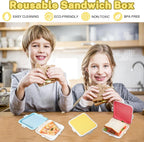 Sandwich Containers, Silicone Sandwich Storage with Snap-Off,Sandwich Box for Lunch,BPA Free,Leakproof, Reusable Plastic Sandwich Holder for Fruit,Salad,Snacks and Food Storage (yellow)
