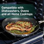HexClad Hybrid Nonstick 10-Inch Frying Pan with Tempered Glass Lid, Stay-Cool Handle, Dishwasher-Friendly, Oven-Safe Up to 900°F, Induction Ready, Compatible with All Cooktops