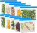 IDEATECH Sandwich Bags, Quart Freezer Bags Dishwasher Safe, Leakproof & BPA Free Reusable Bags for Food Storage, Home Organization, Traval & Make-up, Plastic Free Storage Bags Stand Up(10Pack)