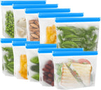 IDEATECH Sandwich Bags, Quart Freezer Bags Dishwasher Safe, Leakproof & BPA Free Reusable Bags for Food Storage, Home Organization, Traval & Make-up, Plastic Free Storage Bags Stand Up(10Pack)