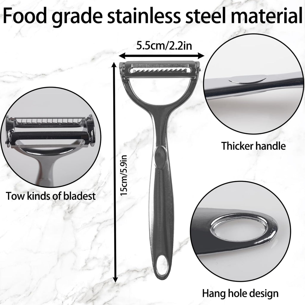 Julian Peeler for Vegetable, Multifunctional Vegetable Cutter Set – Stainless Steel Double-Layer Slicer with Julienne Peeler for Cabbage, Carrots, Potatoes – Kitchen Prep Tool Combo