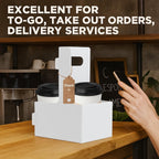 10 Pack 2 Cup Disposable Drink Carrier with Handle Paperboard Coffee Cup Holder Portable for Hot Cold Drinks Food Delivery Services with Heart Card for Teacher Appreciation Week Mother's Day
