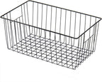 16inch Freezer Storage Organizer Baskets, Refrigerator Metal Wire Basket Bins with Handles for Kitchen, Pantry, Cabinet, Closets(Black, 3Pack)