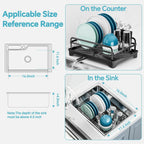 Dish Drying Rack Kitchen - Dish Racks for Kitchen Counter Space-Saving, Dish Drainer with Automatic Drain and Adjustable Spout, Dishwasher Rack with Cutlery Holder, 16.5" D x 11.6" W x 6.6" H