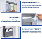 Over The Door Organizer - 6 Capacity Large Pockets & 7 Mesh Compartments, Anti-Tilt Design Holds 44 lbs, for Bathroom, Nursery, Dorm, Pantry & Laundry Storage (Light Grey)