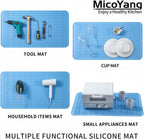 Silicone Dish Drying Mat for Multiple Usage,Easy clean,Eco-friendly,Heat-resistant Silicone Mat for Kitchen Counter or Sink,Refrigerator or Drawer Liner Light Blue 3XL 28 inches x 18 inches