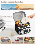 Lunch Box for Man Women, Insulated Lunch Bag Cooler Bag Leakproof Lunchbox Lunch Tote Bags with Removable Strap for Work School Picnic Travel (Cowprint/12L
