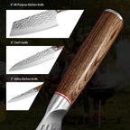 KOFERY 5PCS Chef and BBQ Knife Set with Roll Bag, High Carbon Stainless Steel Knives for Precise Cooking, Outdoor Meat Cutting(Include Sharpening Steel)