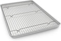 24 Inch Baking Sheet Pans with Rack Set, Natural Aluminum Cookie Sheet, Extra Large Commercial Quality Baking Sheet Pan Set, Warp Resistant Nonstick Thick Cookie Tray Pans for Baking, Roasting