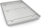 24 Inch Baking Sheet Pans with Rack Set, Natural Aluminum Cookie Sheet, Extra Large Commercial Quality Baking Sheet Pan Set, Warp Resistant Nonstick Thick Cookie Tray Pans for Baking, Roasting