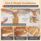 Lifewit 8 Pack Drawer Dividers Bamboo 4" High, 12-17" Adjustable Drawer Organizers for Clothes, Expandable Dresser Separators in Bedroom/Bathroom/Kitchen/Fridge/Office Organization and Storage