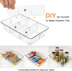Criusia Drawer Organizer - 18 Pack Clear Large Kitchen Drawer Organization Trays, Non-Slip Dividers for Makeup, Jewelry, Utensils, Office, Bedroom, Bathroom
