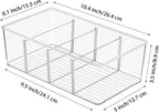 Vtopmart 6 Pack Food Storage Organizer Bins, Clear Plastic Bins for Pantry, Kitchen, Fridge, Cabinet Organization and Storage, 4 Compartment Holder Packets, Snacks, Pouches, Spice Packets
