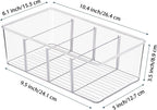 Vtopmart 2 Pack Food Storage Organizer Bins, Clear Plastic Bins for Pantry, Kitchen, Fridge, Cabinet Organization and Storage, 4 Compartment Holder Packets, Snacks, Pouches, Spice Packets