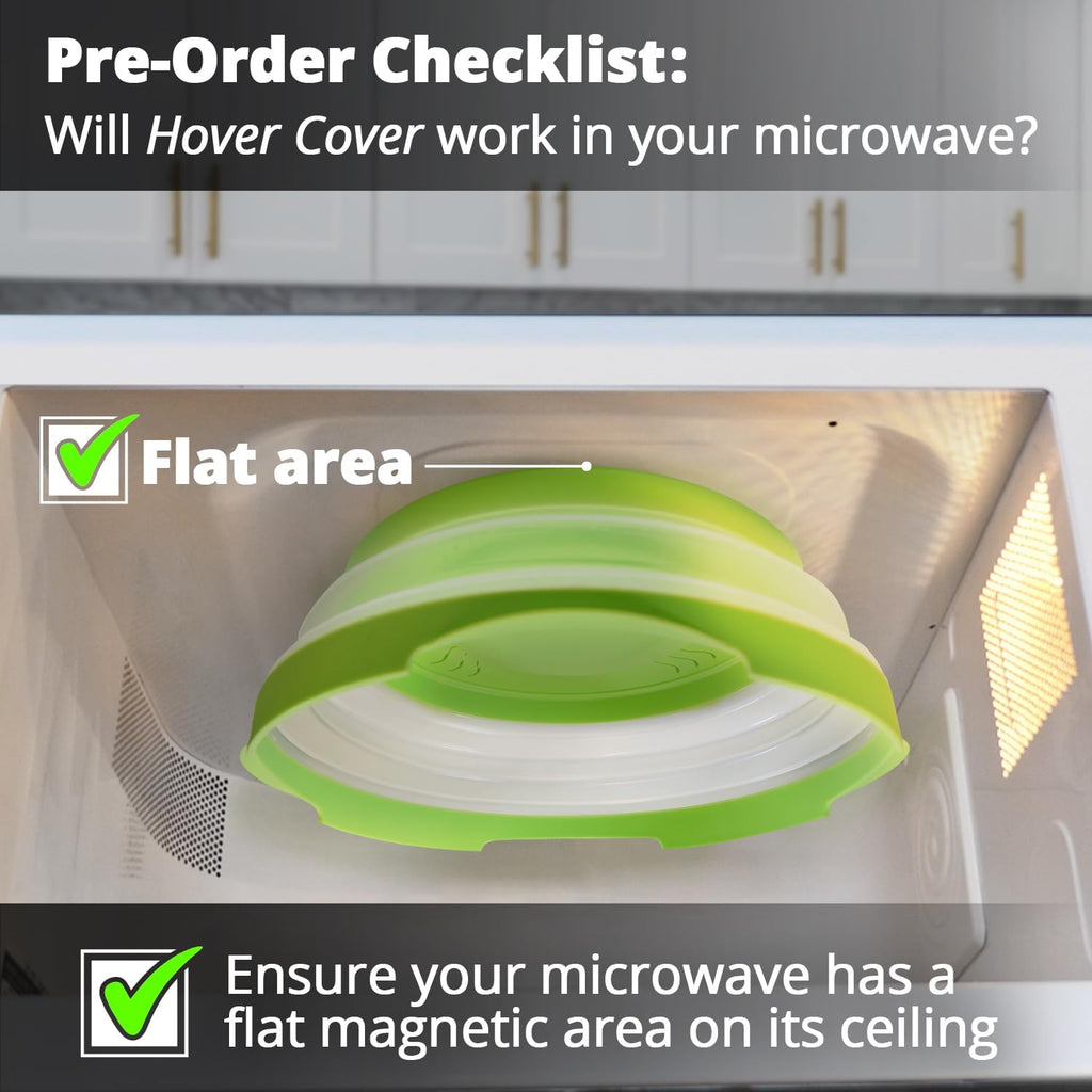 2.0 Magnetic Microwave Splatter Cover, Collapsible 12-Inch BPA-Free Food Lid with Upgraded Magnets, Vented Plate Guard, Dishwasher Safe, Space-Saving Magnetic Storage - Green
