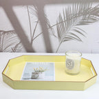 Spsyrine Yellow Plastic Serving Tray for Ottoman, Coffee Table, Octagon Decorative Tray for Entertaining, Outdoor, Living Room, Home Decor