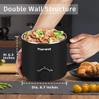 Topwit Hot Pot Electric with Steamer, 1.6L Ramen Cooker, Electric Pot for Pasta, Shabu-Shabu, Oatmeal, Soup and Egg, Portable Cooker with Dual Power Control, Dorm Room Essentials, Black