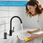 Soap Dispenser for Kitchen Sink, Upgrade Built in Sink Soap Dispenser, Countertop Sink Soap Dispenser Pump with 47" Extension Tube kit, No Need More Refills (Black)
