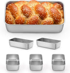 P&P CHEF Loaf Pan Set, 9 x 5 Inch Bread Pans, Stainless Steel Loaf Toast Baking Pans For Bread Meatloaf Lasagna Cake, Healthy & Non Toxic, Oven & Dishwasher Safe, (Silver, 6Pcs)