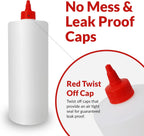 Reli. Plastic Squeeze Bottles, 32 oz. | 4 Pack | Condiment Squeeze Bottles for Sauces | Clear w/Red Twist Cap | 32 Ounce Hot Sauce, Ketchup | Condiments, Olive Oil, Liquids