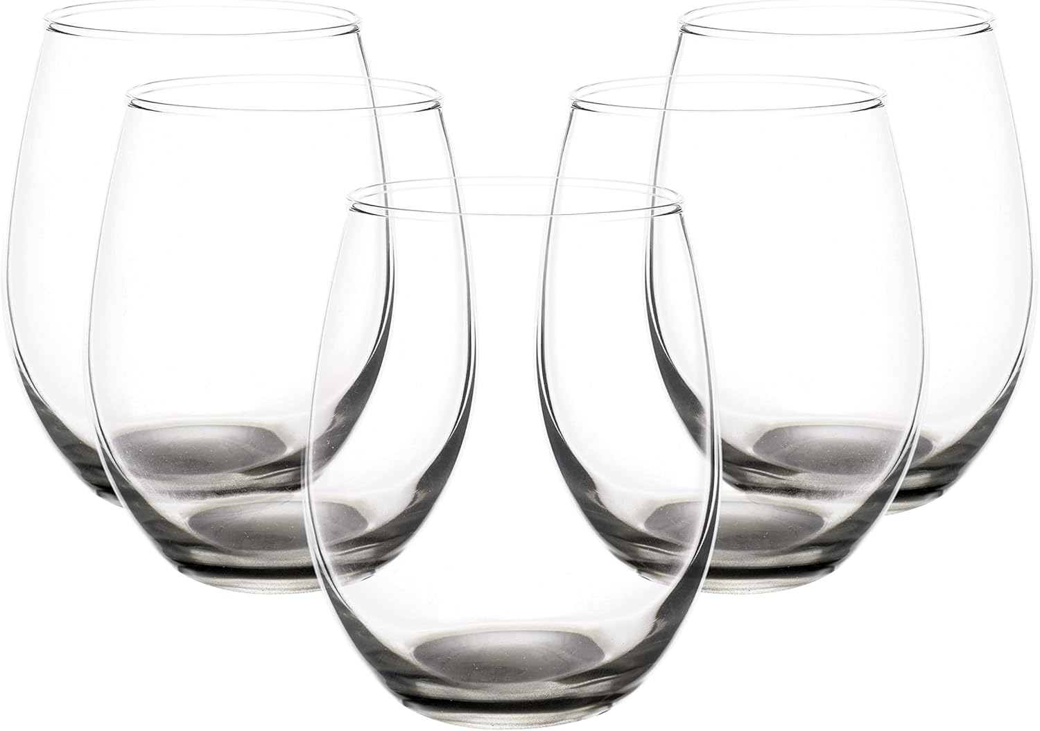 DISCOUNT PROMOS Stemless Wine Glasses in Bulk by ARC Perfection, 15 oz, 10 pack, Red or White Wine Glass Set, Black