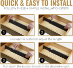 RAPTUROUS Deep Drawer Dividers 8 Pack, 6 Inch Tall, 13-22 Inch Long Expandable, Adjustable Drawer Organizer for Clothing, Dresser, Kitchen, Strong Hold, Soft Foam Edges, Black