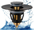 Three colors Bathroom Sink Stopper, 1.1-1.5" Bathroom Sink Strainer, Universal WashBasin Pop Up Drain Stopper, Bounce Core Push Type Sink Plug, Anti-Clogging, Stainless Steel (Matte Black,1PCS)