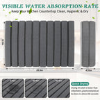 Stone Dish Drying Mat for Kitchen Counter, 24''×15'' Dark Grey Dishes Drying Matt Kitchen Counter, Absorbent Diatomaceous Earth Bath Quick Dry Mats for Tableware, Bottles and Cup