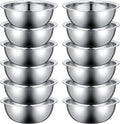 Pinkunn Set of 12 Stainless Steel Mixing Bowls, Nesting Metal Prep Salad Bowl Bulk Kitchen Large Reusable Baking Food Container for Hotel Restaurant Home Cooking, Silver(10.2 x 3.26 Inch)