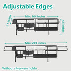Dish Drying Rack in Sink Expandable Stainless Steel Kitchen Dish Drainer with 4 Cup Holders, Black