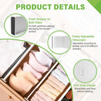5 Pack Drawer Dividers 3.7" High Slim Organizers Expandable 14.8-25.6" Adjustable Separators for Shallow Drawers Kitchen Utensils Baby Clothes Underwear Storage-White(Long)