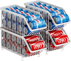 GILLAS 4 Pack Stackable Soda Can Organizer for Refrigerator, Can Holder Dispenser, Canned Food Storage Rack for Fridge, Kitchen, Countertops, Cabinets, White