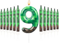 13 Pcs Dynamite Candles 12 TNT Themed Birthday Cake Candles and Number 9 Candle Cake Topper for Pixel Theme Birthday Party Anniversary Party Dynamite Theme Party Video Game Party Supplies (Number 9)