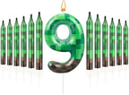 13 Pcs Dynamite Candles 12 TNT Themed Birthday Cake Candles and Number 9 Candle Cake Topper for Pixel Theme Birthday Party Anniversary Party Dynamite Theme Party Video Game Party Supplies (Number 9)