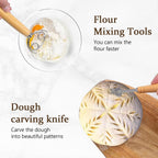 Sourdough Bread Baking Supplies- Set of 2 Oval Banaton Basket with Sourdough Starter Kit and Making Tools Accessories for Homemade Bread