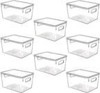 Clear Plastic Stackable Storage Bins with Lids, Pantry Organizers and Storage Containers Fridge Organizer Bins Kitchen Cabinet Organizer Bin for Organizing Under Sink Refrigerator Organization