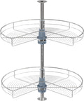 Dowell 24" Kidney Lazy Susan, 2 Shelves, Kitchen Base Corner Cabinet Organizer (Chrome 4001 270 24)
