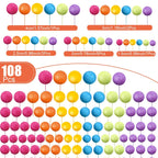108 Pcs Balls Cake Topper DIY Cupcake Insert Foam Balloons for Cake Baking Wedding Anniversary Birthday Decoration(Sweet Colors,Multi Sizes)